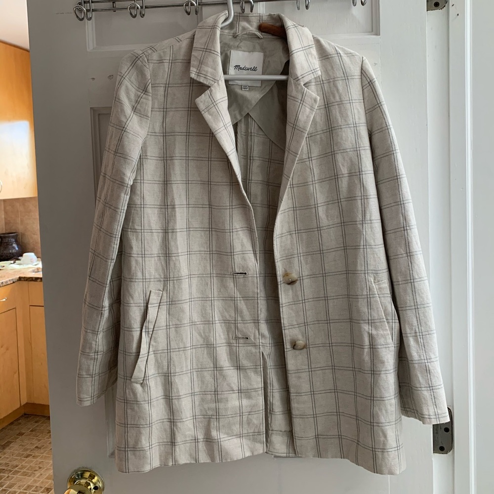 Madewell Dorsett Linen Blazer in Windowpane. XXS